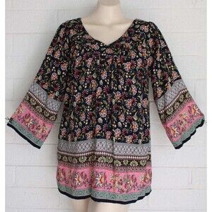 NWT Sacred Threads One Size East Indian Boho Hippie Flowing Rayon Tunic Top